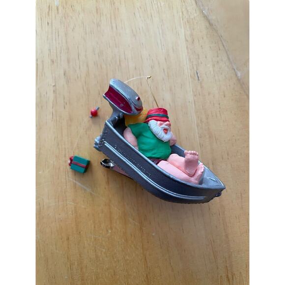 Vintage 1992 Hallmark Gone Wishin Fishing Keepsake Christmas Ornament Santa Clip - Picture 2 of 6